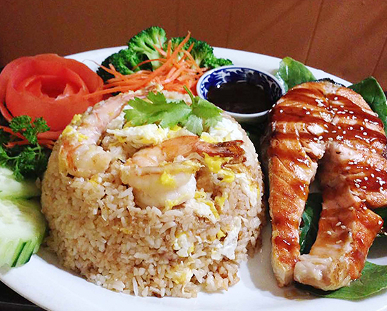 Image: Shrimp Fried Rice and Teriyaki Salmon